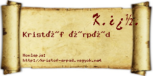 Kristóf Árpád névjegykártya