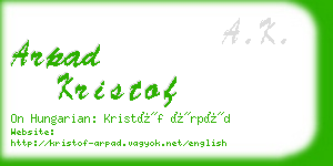 arpad kristof business card